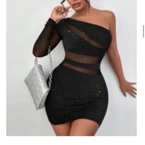 Elegant Black One-Shoulder Dress